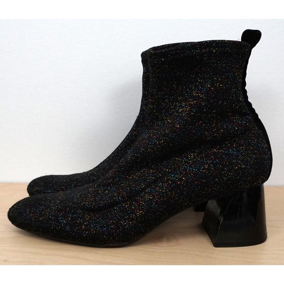 ZARA TRAFALUC Black Multicolor Metallic Stretch High Heel Ankle Boots 38 US 7.5 - Picture 6 of 8